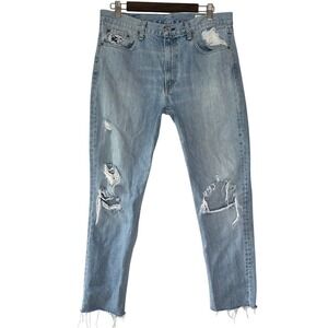 Rag & Bone Marilyn Distressed Raw Hem Straight Leg Jean Union‎ Pool Wash Size 29